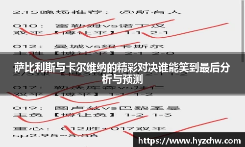 萨比利斯与卡尔维纳的精彩对决谁能笑到最后分析与预测